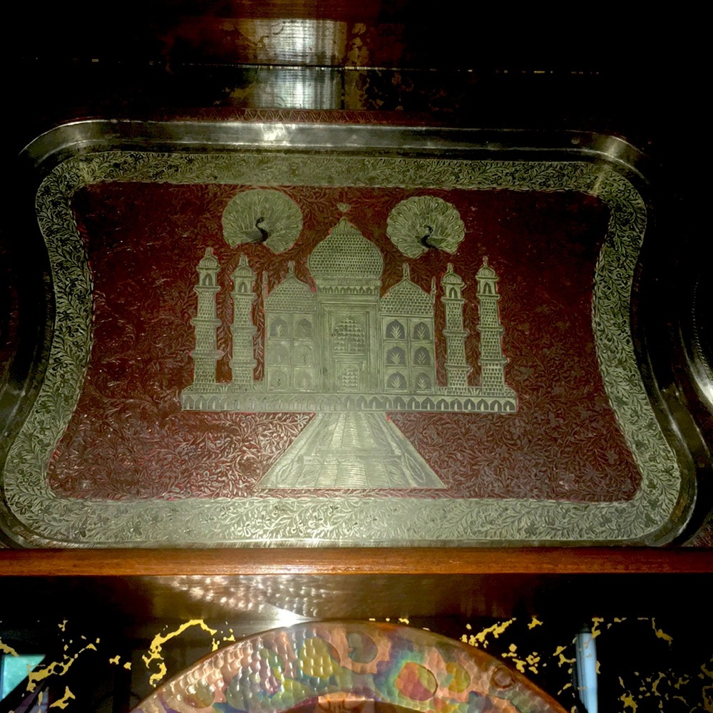 Gorgeous Taj Majal silver plated brass tray